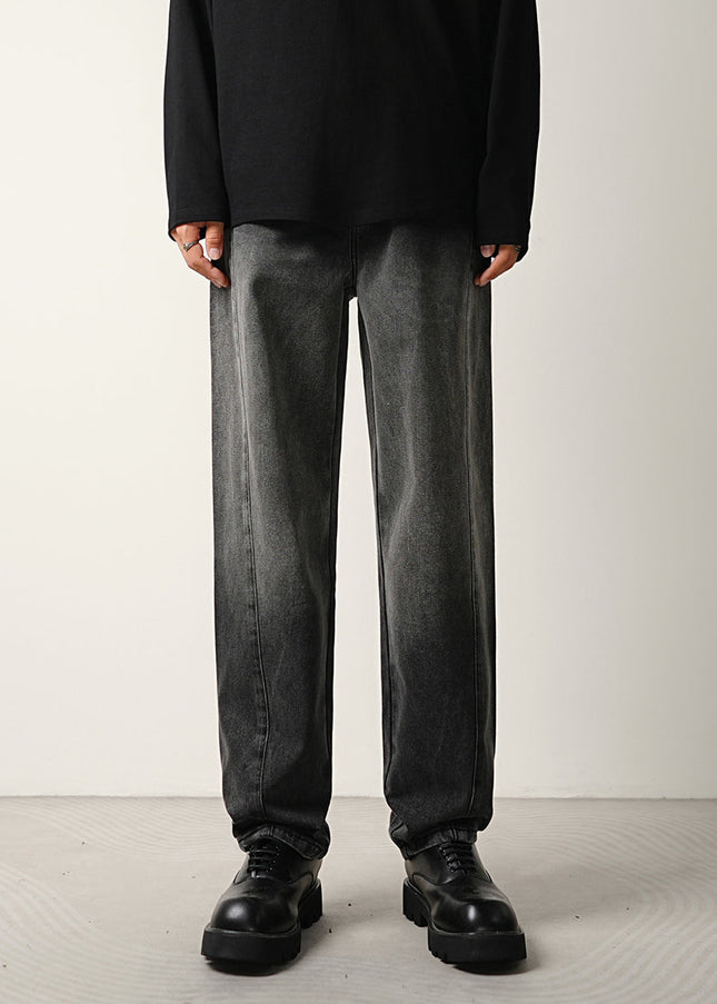 Black Grey Gradient Wash Loose Tapered Jeans - 28 / Dark Grey - Men’s Jeans