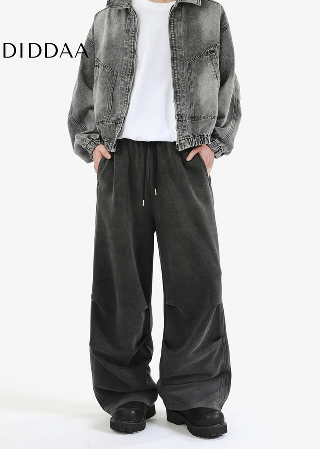 Black Grey Loose Fit Striped Casual Sweatpants - Unisex Sweatpants