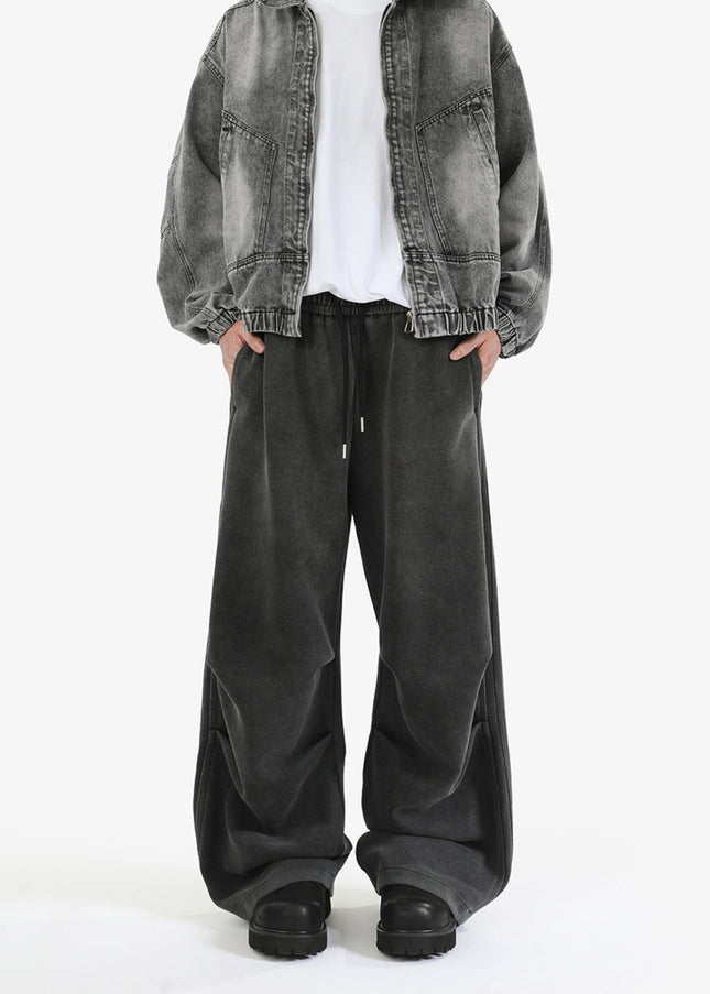 Black Grey Loose Fit Striped Casual Sweatpants - Unisex Sweatpants