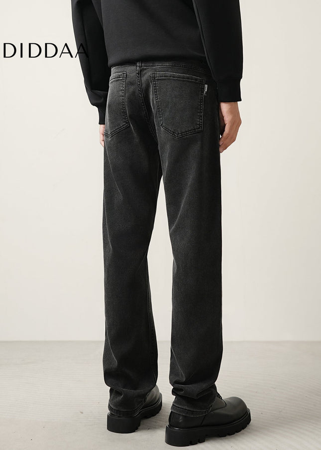 Black Grey Stretch Straight Jeans for Men’s Casual Wear - Men’s Jeans