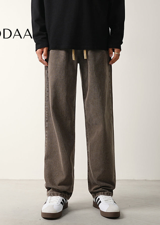 Black Grey Trendy Wide Baggy Jeans for Men - M / Brown - Men’s Jeans