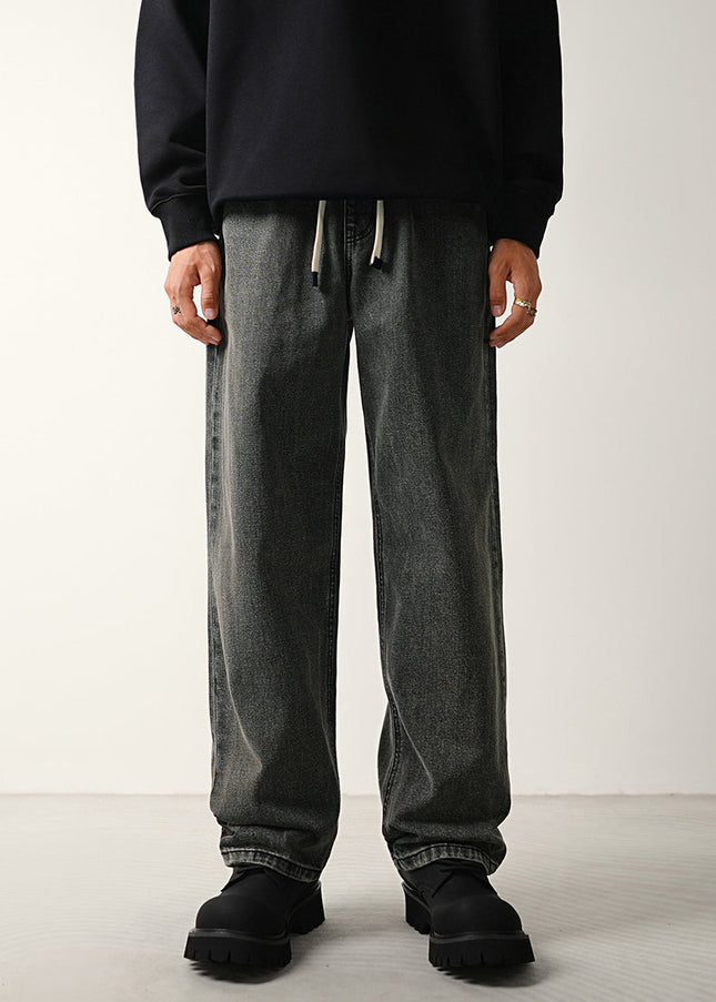 Black Grey Trendy Wide Baggy Jeans for Men - M / Dark Grey - Men’s Jeans