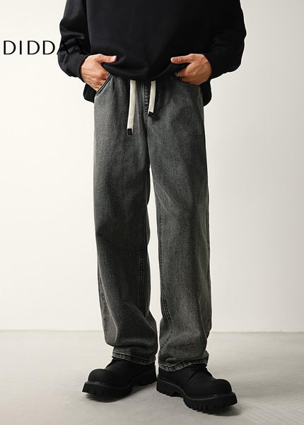 Black Grey Trendy Wide Baggy Jeans for Men - Men’s Jeans