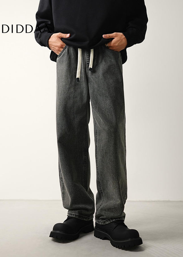 Black Grey Trendy Wide Baggy Jeans for Men - Men’s Jeans