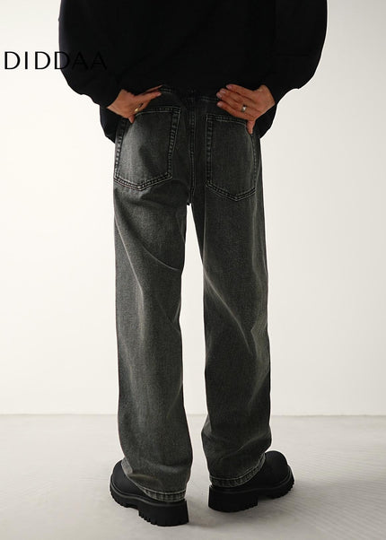 Black Grey Trendy Wide Baggy Jeans for Men - Men’s Jeans