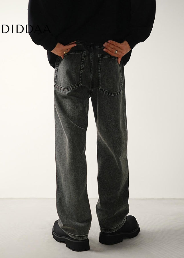 Black Grey Trendy Wide Baggy Jeans for Men - Men’s Jeans
