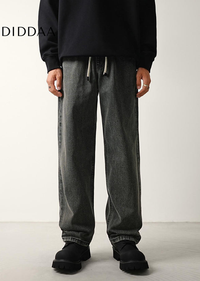 Black Grey Trendy Wide Baggy Jeans for Men - Men’s Jeans