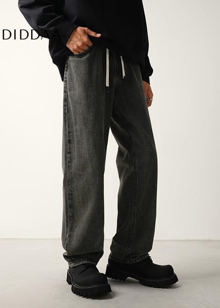 Black Grey Trendy Wide Baggy Jeans for Men - Men’s Jeans