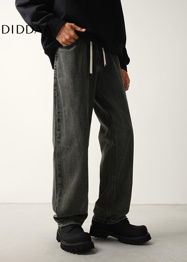 Black Grey Trendy Wide Baggy Jeans for Men - Men’s Jeans