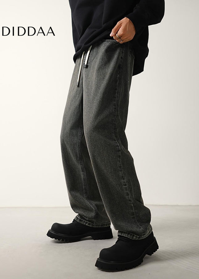 Black Grey Trendy Wide Baggy Jeans for Men - Men’s Jeans