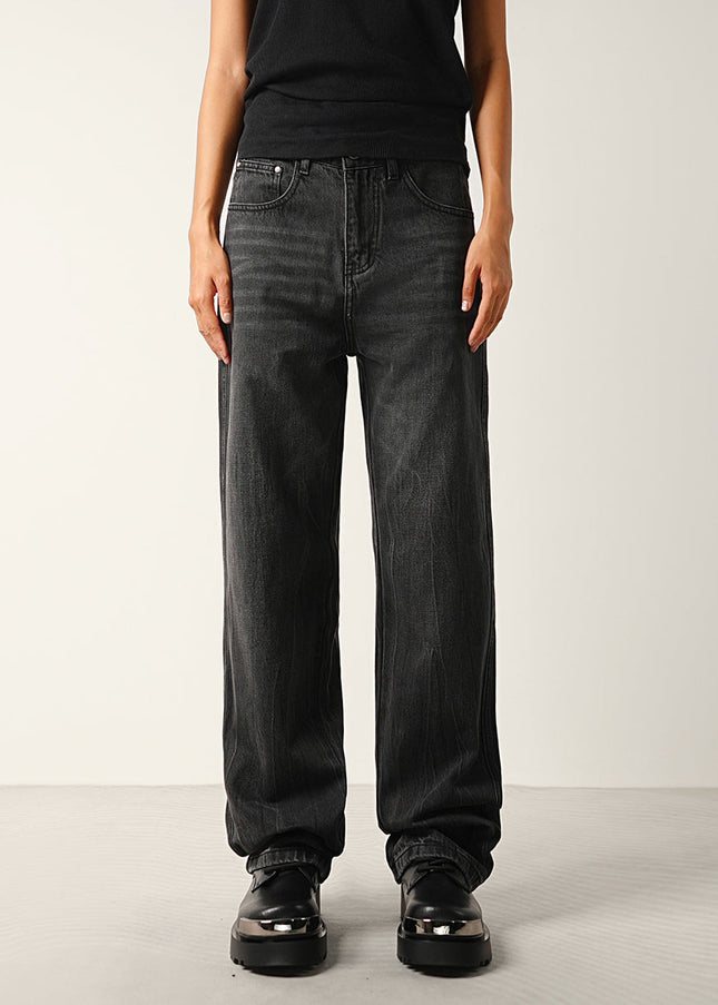 Black Grey Vintage Washed Wide-Leg Jeans for All - 28 / Dark Grey - Men’s Jeans