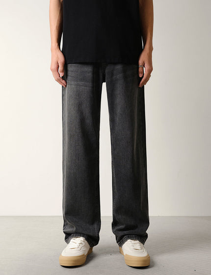Black Grey Wash Loose Drape Lyocell Straight Jeans - 28 / Dark Grey - Men’s Jeans