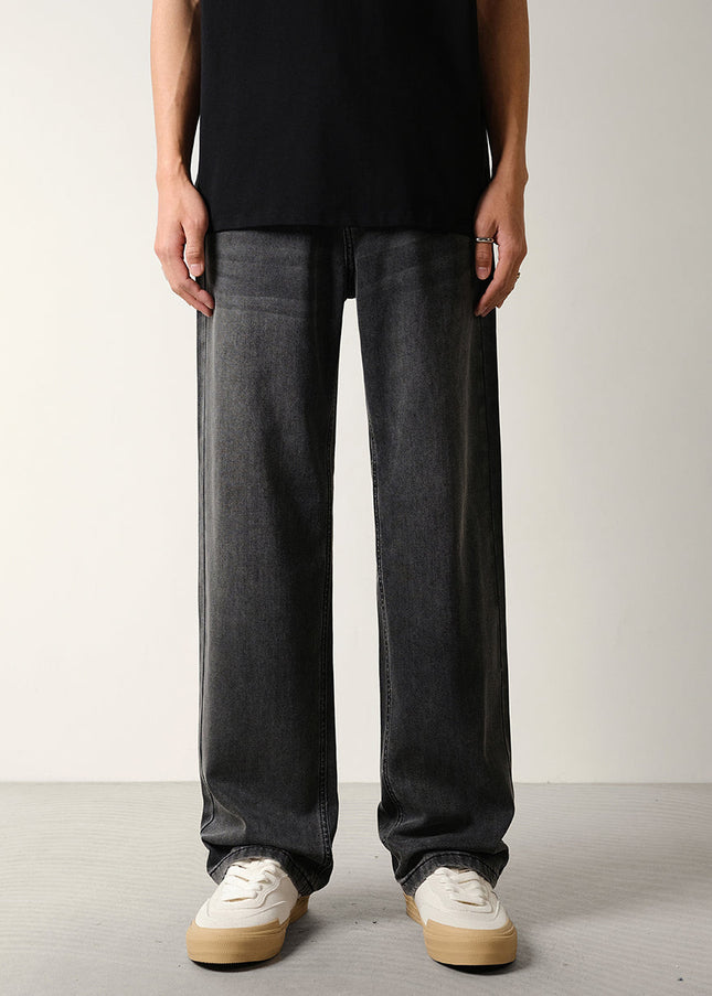 Black Grey Wash Loose Drape Lyocell Straight Jeans - 28 / Dark Grey - Men’s Jeans