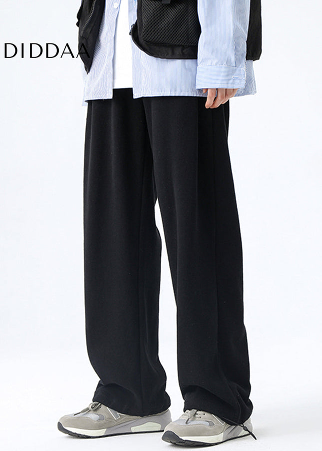 Black Heavy Cotton Wide Leg Sweatpants for Men - Unisex Sweatpants