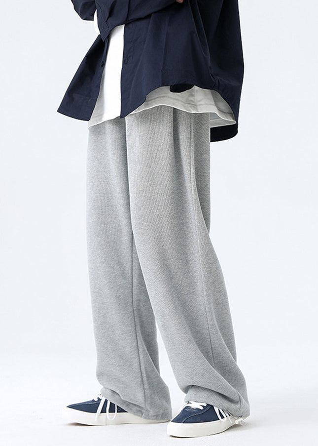 Black Heavy Cotton Wide Leg Sweatpants for Men - Unisex Sweatpants