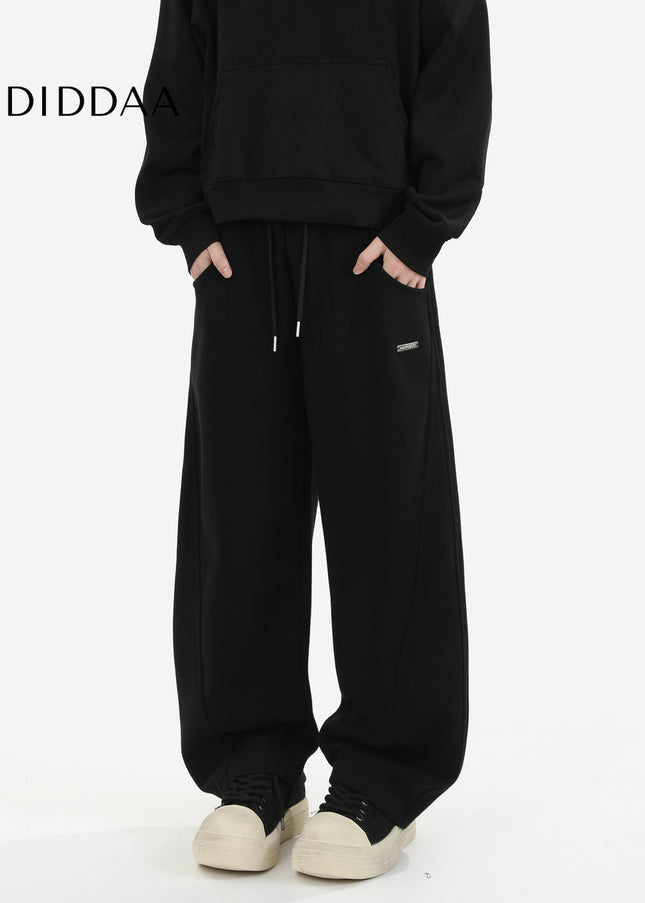 Black Heavyweight Loose Fit Sweatpants for Men - Unisex Sweatpants