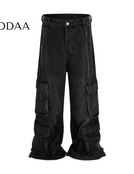 Black Heavyweight Multi-Pocket Cargo Jeans - M / Black - Women’s Jeans