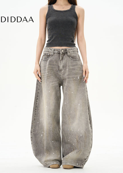 Black High-Quality Splash Ink Scimitar Pants - Women’s Jeans