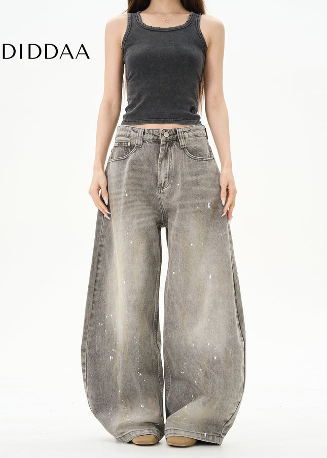 Black High-Quality Splash Ink Scimitar Pants - Women’s Jeans