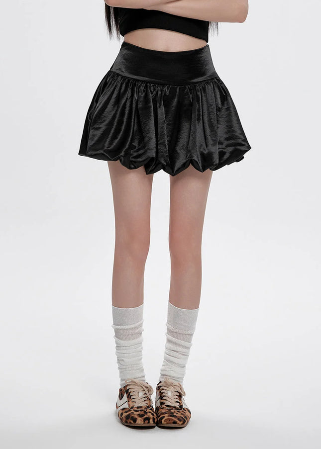 Black High Waist A-Line Flower Bud Skirt Women’s Summer - Skirts