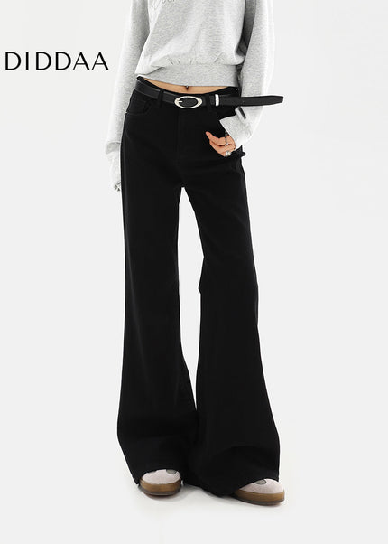 Black High Waist Bootcut Jeans with Stretch Flare - Women’s Jeans