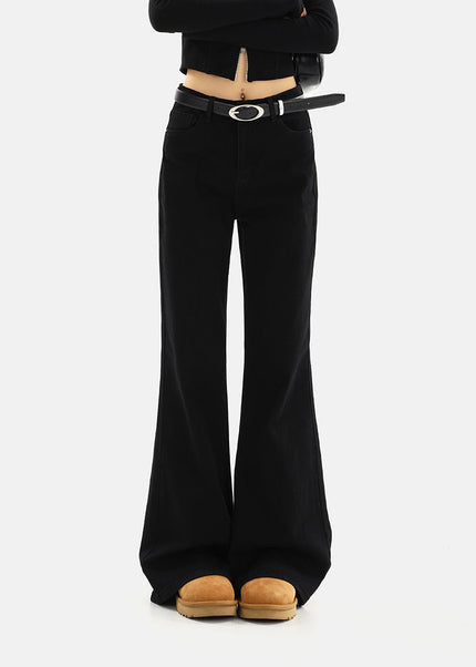Black High Waist Bootcut Jeans with Stretch Flare - Women’s Jeans
