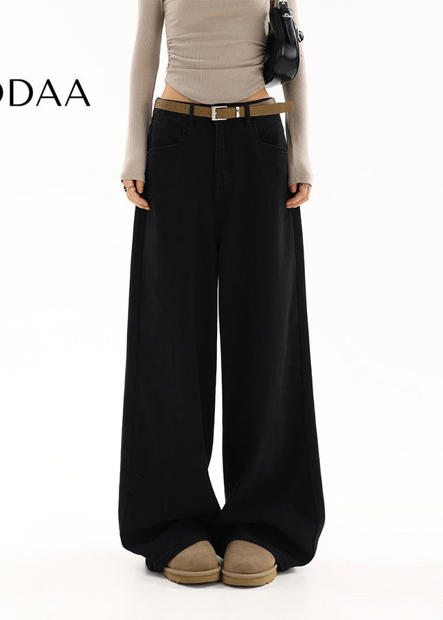 Black High Waist Casual Wide-Leg Jeans for Women - S / Black - Women’s Jeans