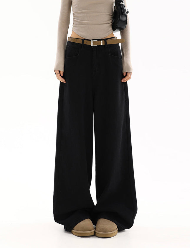 Black High Waist Casual Wide-Leg Jeans for Women - Women’s Jeans