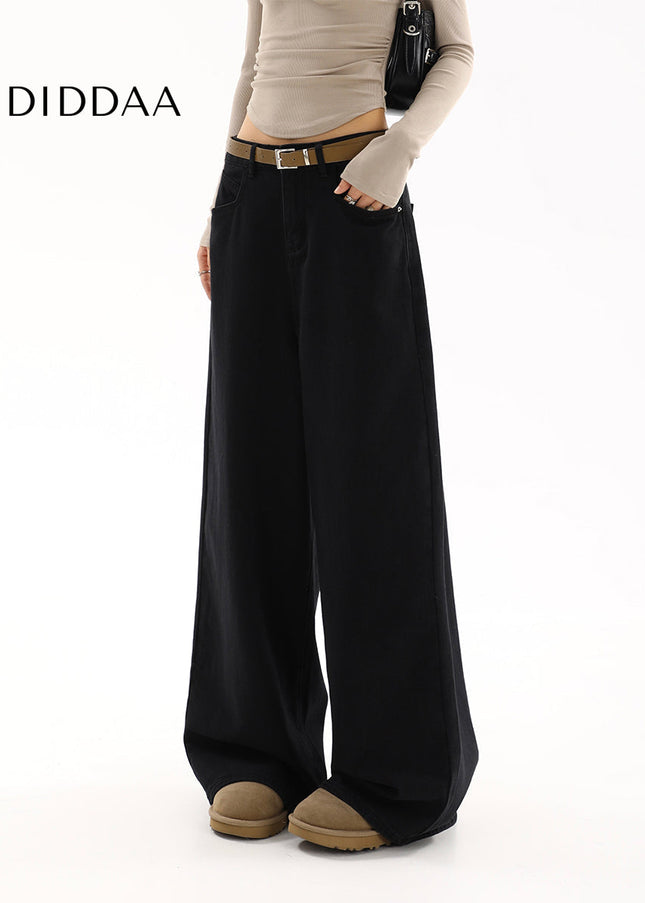 Black High Waist Casual Wide-Leg Jeans for Women - Women’s Jeans