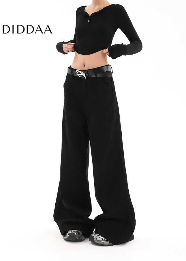 Black High Waist Loose Fit Bootcut Jeans for Women - Women’s Jeans