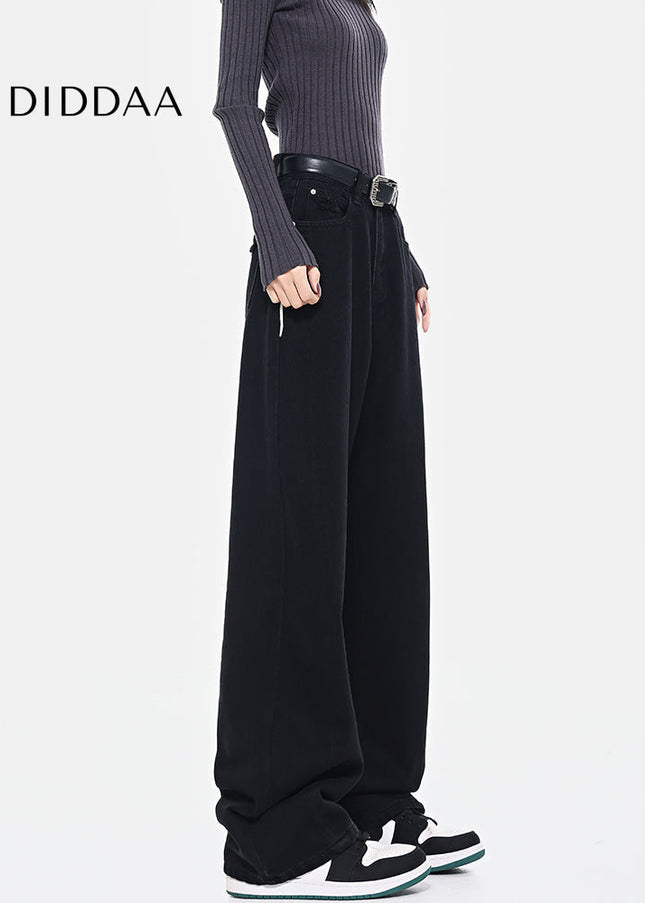 Black High Waist Loose Wide Leg Jeans - Women’s Jeans