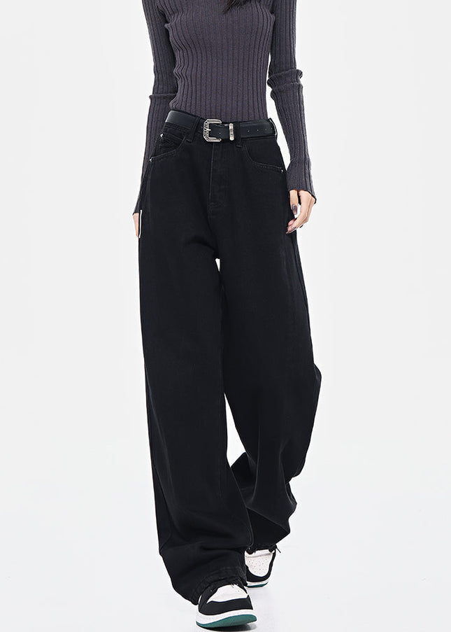 Black High Waist Loose Wide Leg Jeans - Women’s Jeans