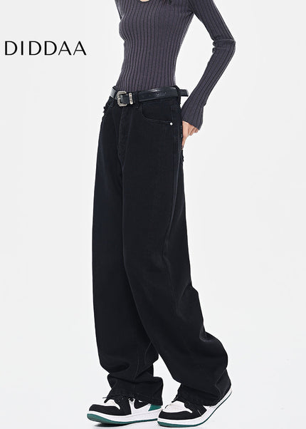 Black High Waist Loose Wide Leg Jeans - Women’s Jeans