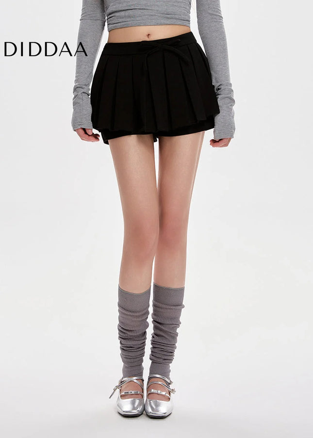 Black High Waist Pleated A-Line Skirt for Women - Skirts