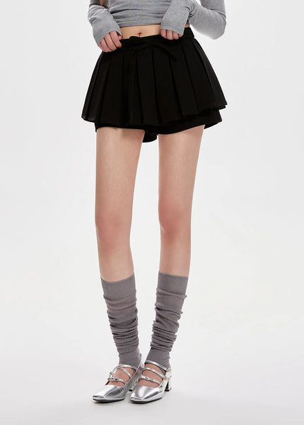 Black High Waist Pleated A-Line Skirt for Women - Skirts