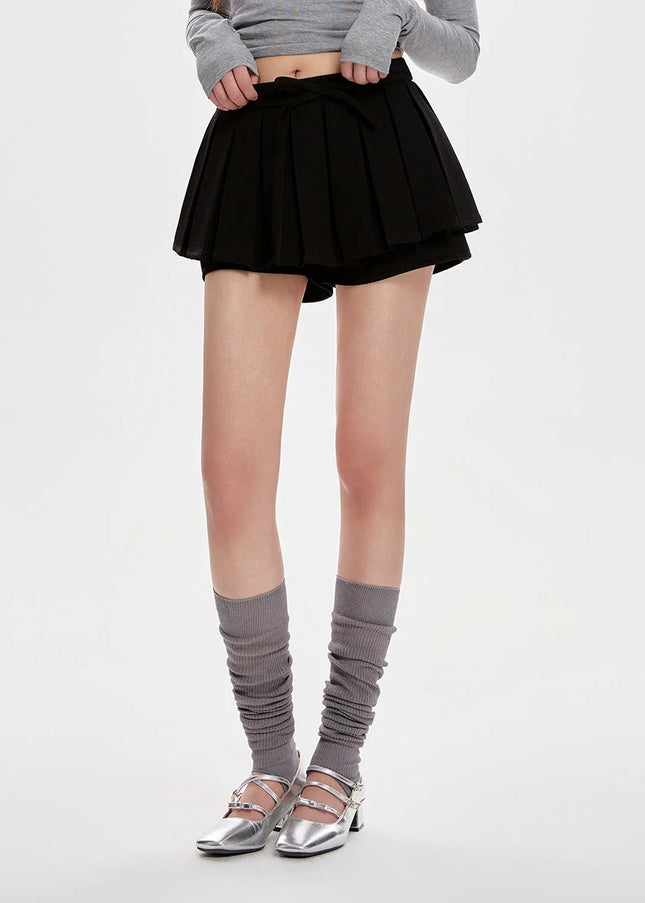 Black High Waist Pleated A-Line Skirt for Women - Skirts