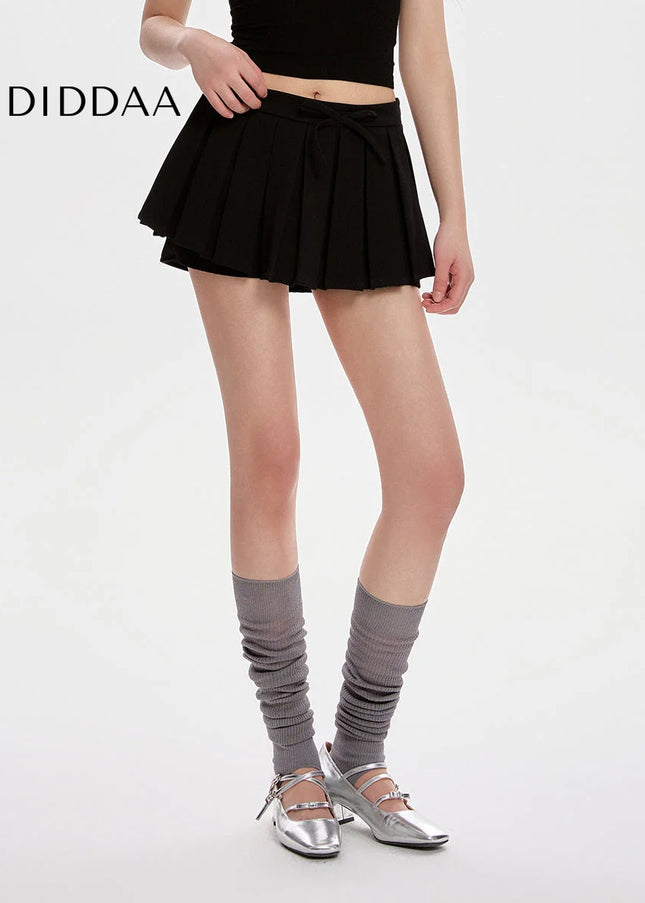 Black High Waist Pleated A-Line Skirt for Women - Skirts