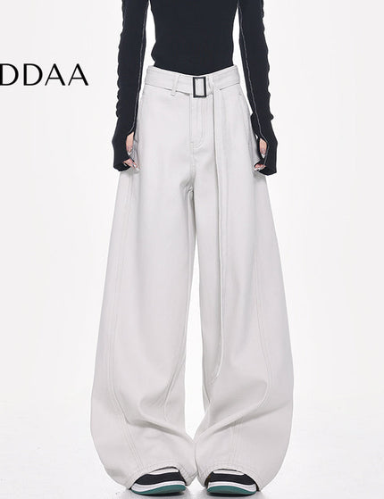 Black High Waist Retro Loose Wide-leg Jeans - S / White - Women’s Jeans