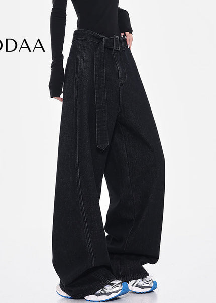 Black High Waist Retro Loose Wide-leg Jeans - S / Black - Women’s Jeans