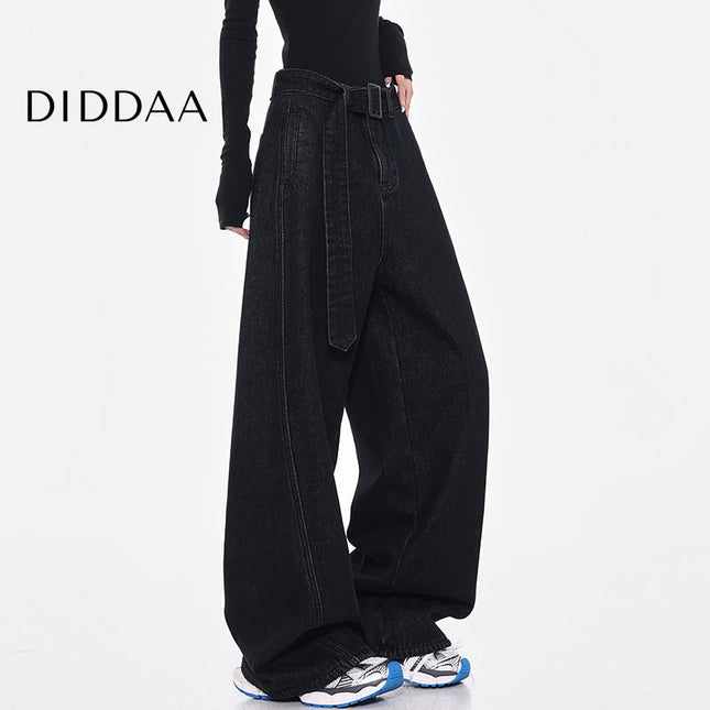 Black High Waist Retro Loose Wide-leg Jeans - S / Black - Women’s Jeans