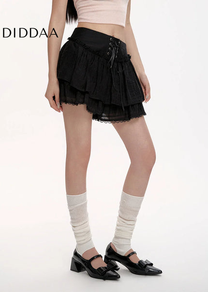 Black High Waist Slim A-Line Cake Skirt for Women - Skirts