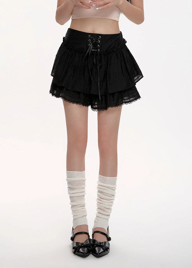 Black High Waist Slim A-Line Cake Skirt for Women - Skirts