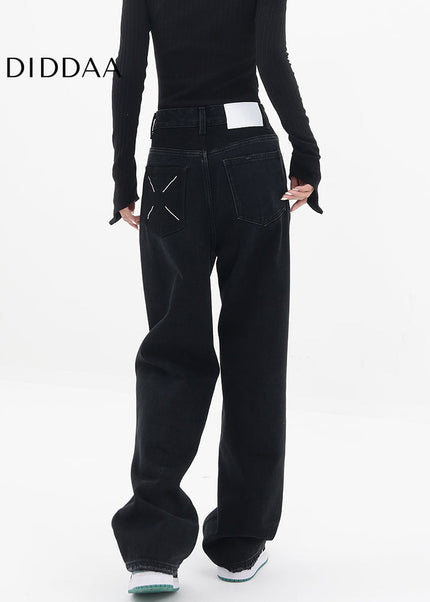 Black High Waist Wide Leg Jeans for Women by KEN STUDIO - Women’s Jeans