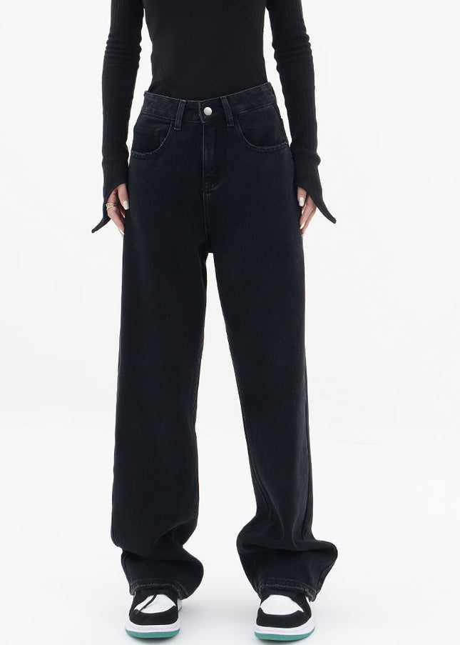 Black High Waist Wide Leg Jeans for Women by KEN STUDIO - Women’s Jeans