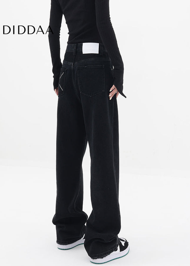 Black High Waist Wide Leg Jeans for Women by KEN STUDIO - Women’s Jeans