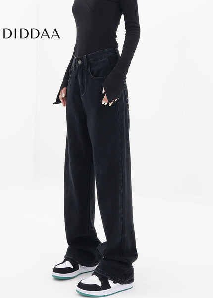 Black High Waist Wide Leg Jeans for Women by KEN STUDIO - Women’s Jeans