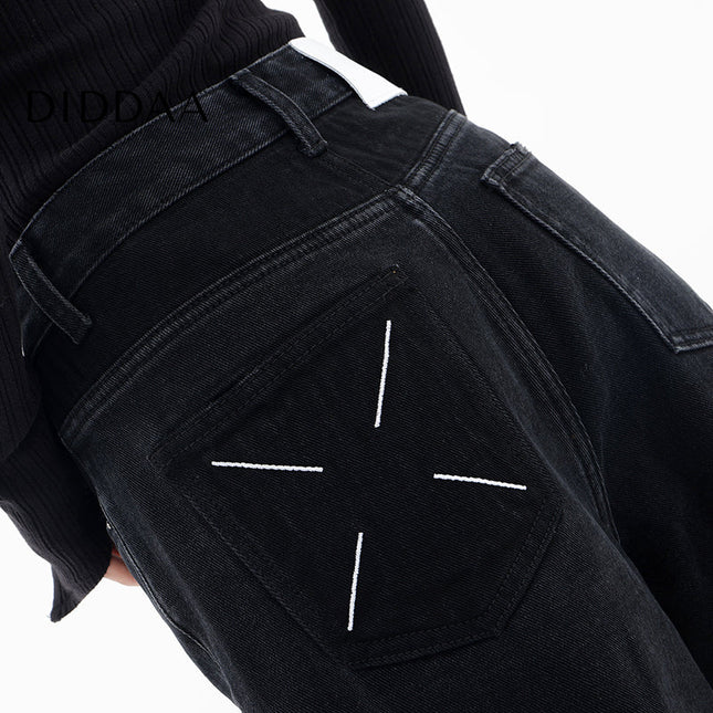 Black High Waist Wide Leg Jeans for Women by KEN STUDIO - XS / Black - Women’s Jeans