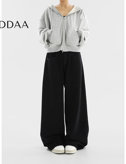 Black High Waist Wide Leg Jeans Slim Casual Pants - S / Black - Women’s Jeans