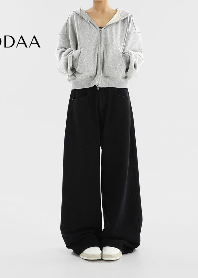 Black High Waist Wide Leg Jeans Slim Casual Pants - S / Black - Women’s Jeans