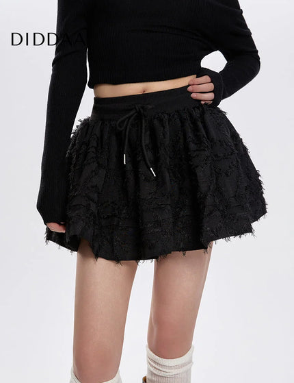 Black High-Waisted A-Line Cake Skirt for Women - S / Apricot - Skirts